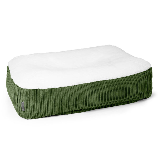 Sloucher Large-hundeseng - Sherpa & Kordfløyel Skoggrønn 01