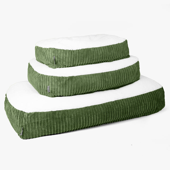 Sloucher Large-hundeseng - Sherpa & Kordfløyel Skoggrønn 02