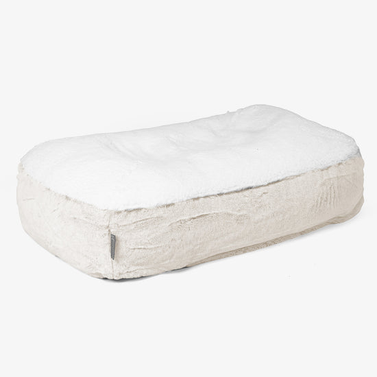 Sloucher Medium-hundeseng - Kanin-fuskepels Hvit 01