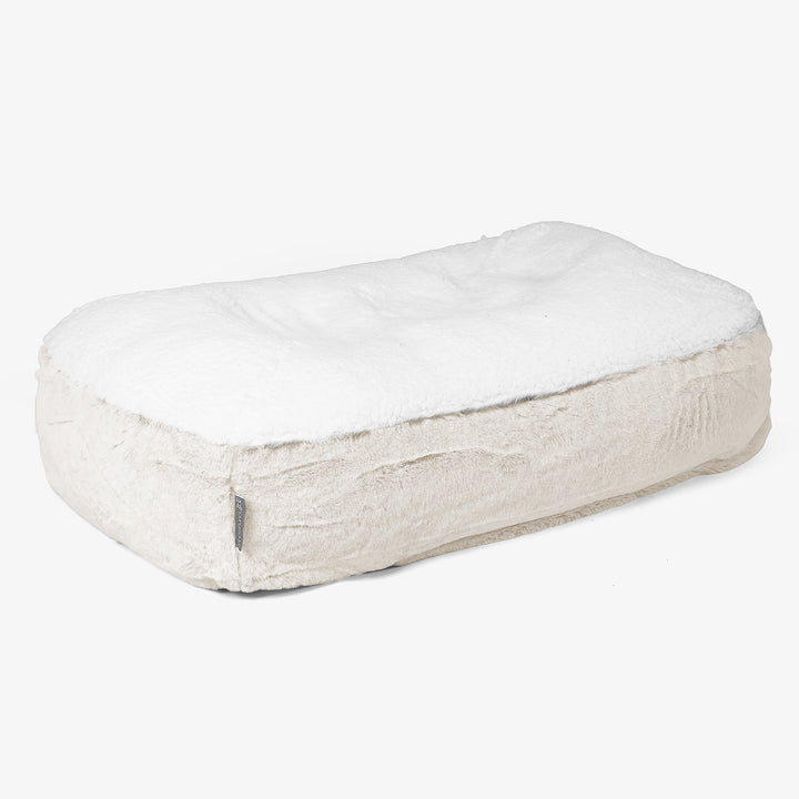 Sloucher Medium-hundeseng - Kanin-fuskepels Hvit 01