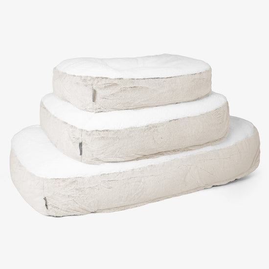 Sloucher Medium-hundeseng - Kanin-fuskepels Hvit 02