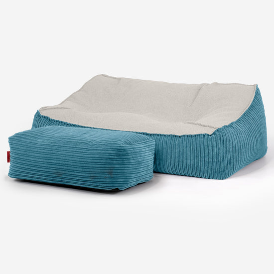 Sloucher Sakkosekk Sofa - Bouclé & Kordfløyel Turkis 03