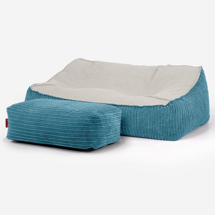Sloucher Sakkosekk Sofa - Bouclé & Kordfløyel Turkis 03