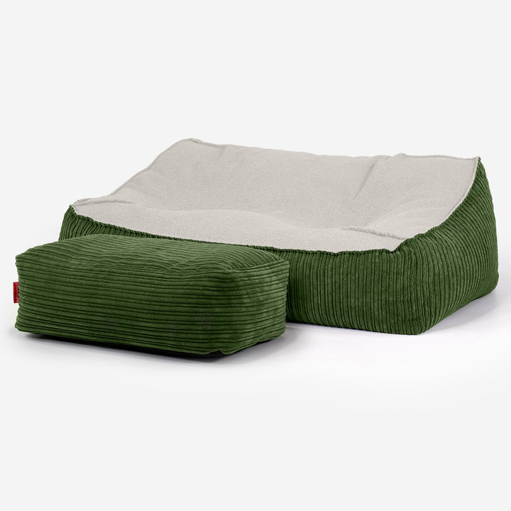 Sloucher Sakkosekk Sofa - Bouclé & Kordfløyel Skoggrønn 03