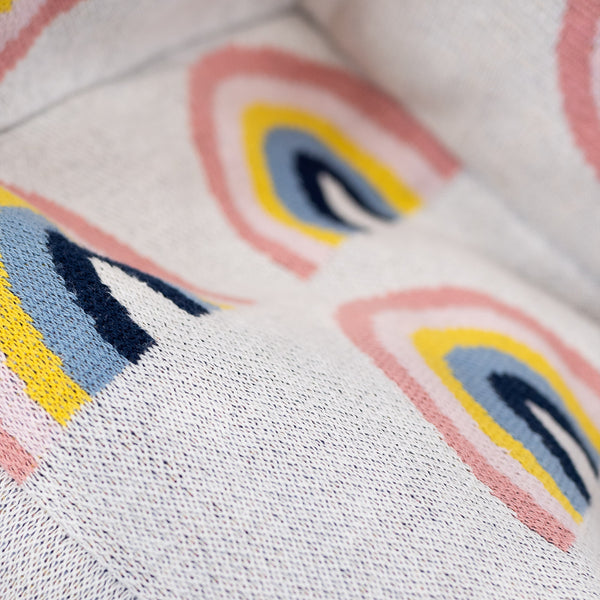 Småbarnestol Saccosekk 1-3 år - Strikket Regnbue Fabric Close-up Image