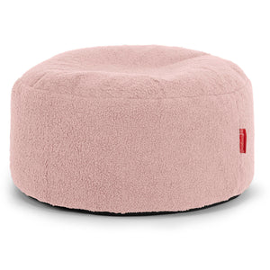 Stor Rund Fotskammel - Bouclé Rosa