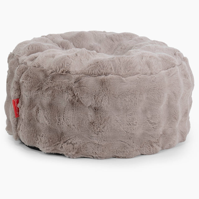 Stor Rund Fotskammel - Falsk Pels Boble Mink 01