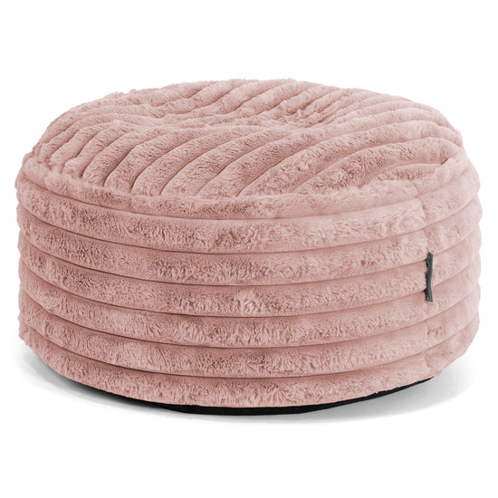Stor Rund Fotskammel - Ultrabehagelig Kord Støvete Rosa 01