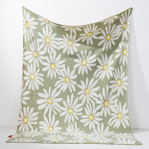 Sofa Pledd / Teppe - Strikket Blomster Mynte