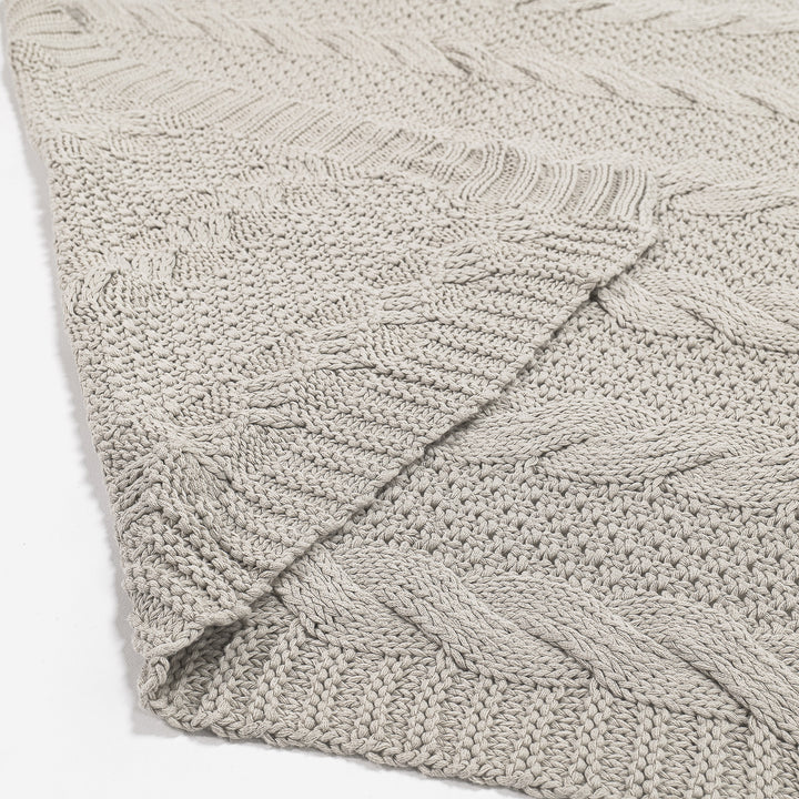 Sofa Pledd / Teppe - Strikket Cable Krem 02