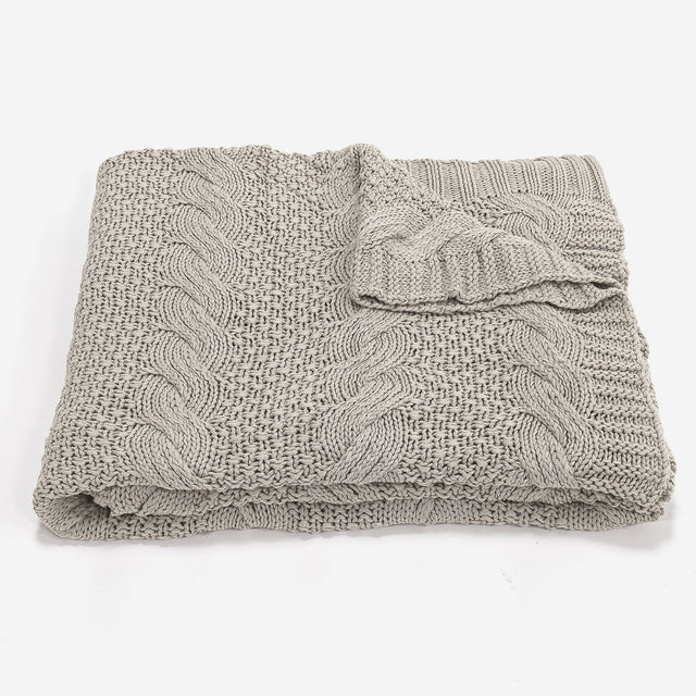 Sofa Pledd / Teppe - Strikket Cable Krem 03