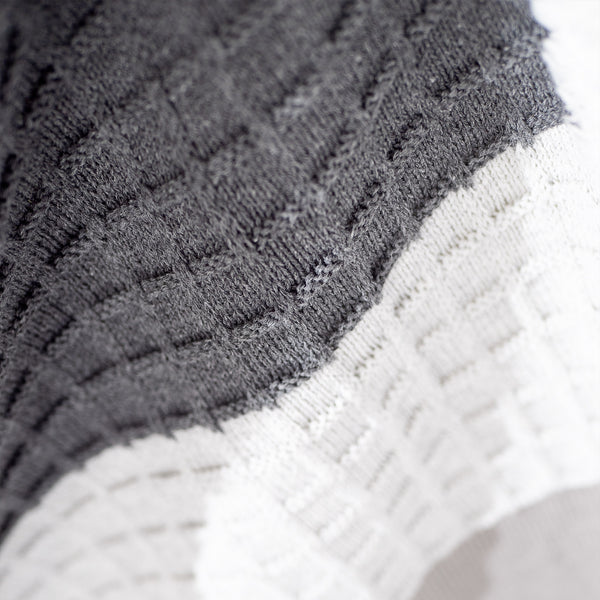 Sofa Pledd / Teppe - Strikket Fargeblokk Grå Fabric Close-up Image