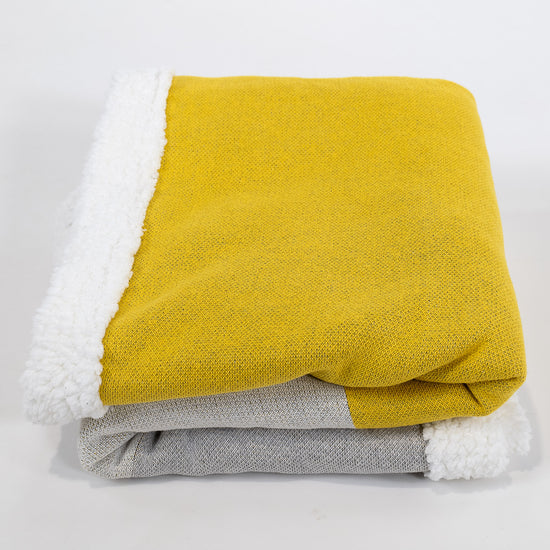 Sofa Pledd / Teppe - Strikket Geometrisk Fargeblokk Grå 02