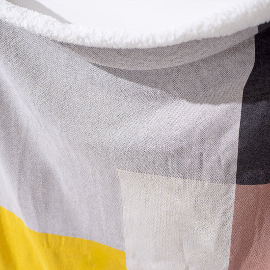 Sofa Pledd / Teppe - Strikket Geometrisk Fargeblokk Grå 03