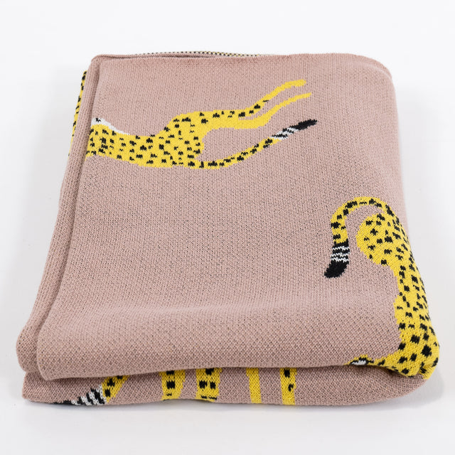 Sofa Pledd / Teppe - Strikket Gepard Rosa 03
