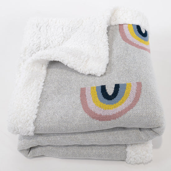 Sofa Pledd / Teppe - Strikket Regnbue 03