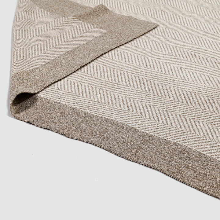 Sofa Pledd / Teppe - Strikket Sildebensmønster Stein 03