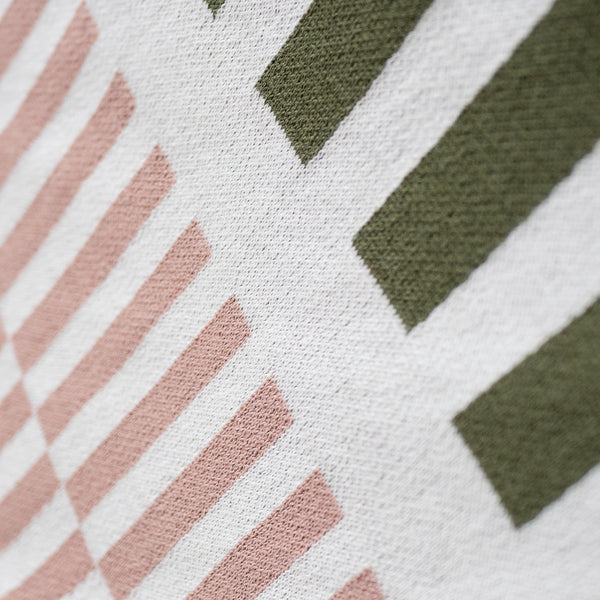Sofa Pledd / Teppe - Strikket Stripe Grønn Fabric Close-up Image