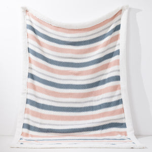 Sofa Pledd / Teppe - Strikket Stripe Pastell