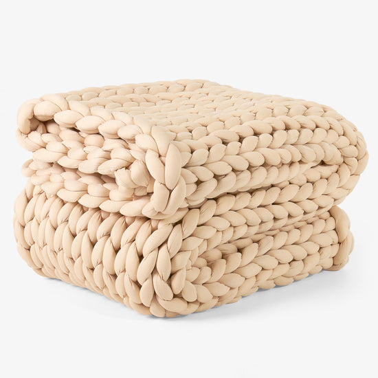 Vektpledd for Voksne - Grovstrikket Taupe 01