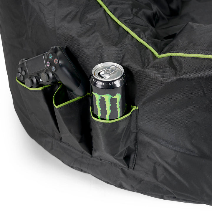 Quiltet Gaming Saccosekk - Svart / Grønn 07
