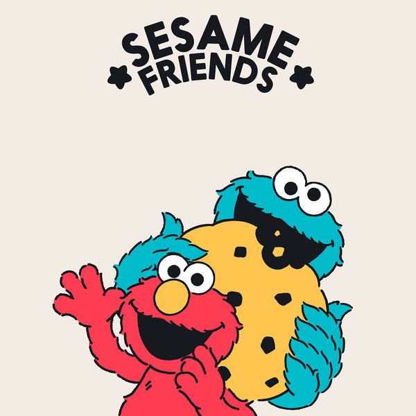 Sloucher Sakkosekk - Sesame Friends Fabric Close-up Image