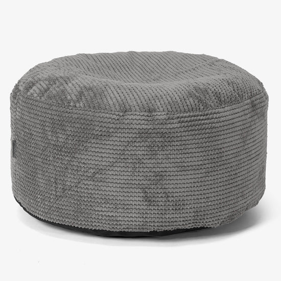 Stor Rund Fotskammel - Pom-pom Koksgrå 01