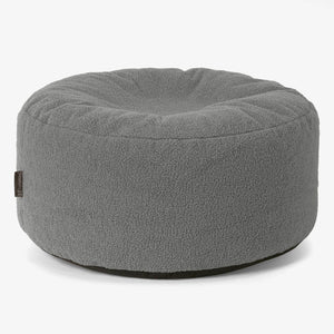 Stor Rund Puff - Bouclé Grå