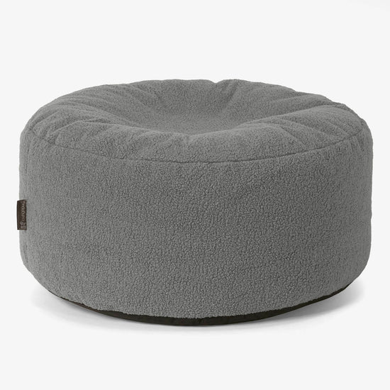 Stor Rund Puff - Bouclé Grå 01