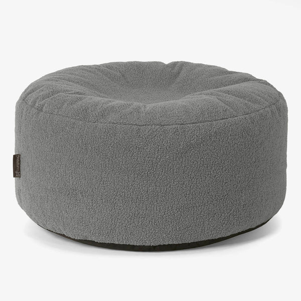 Stor Rund Puff - Bouclé Grå 01
