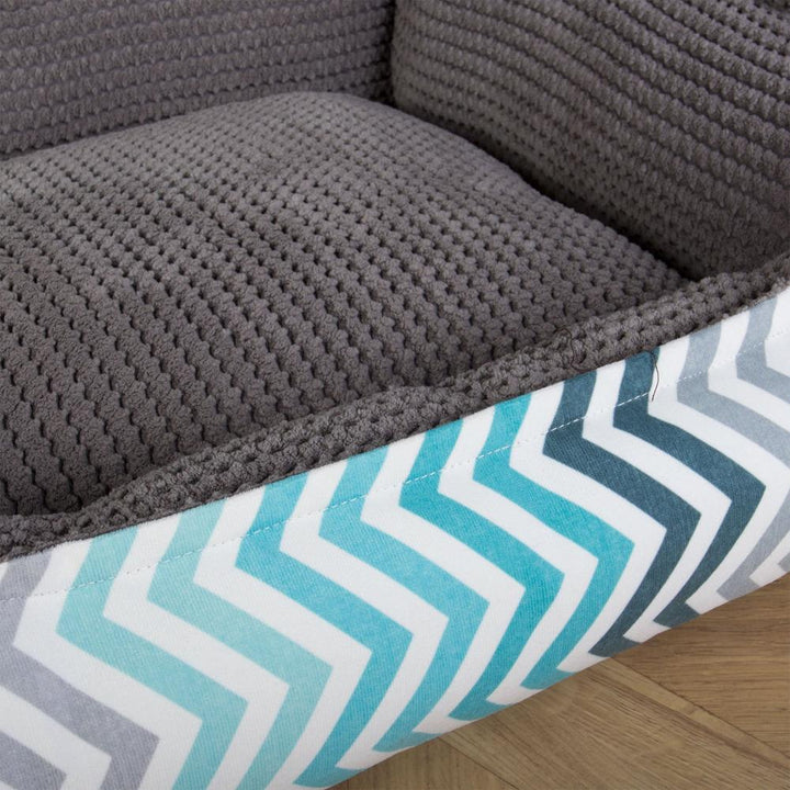 Sofaen, Ortopedisk Memory Foam Hundesofa,  Stor, Medium, XXL - Geometrisk Trykk Turkis