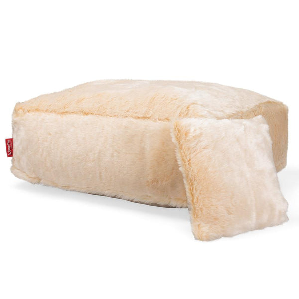 CloudSac 250 Memory Foam Ottoman Sittepuff - Fuskepels Hvit Fabric Close-up Image
