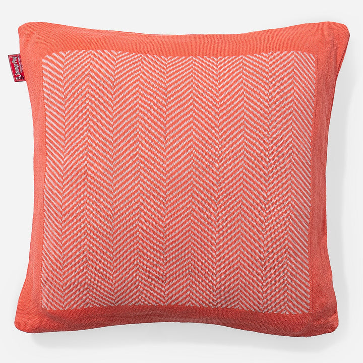 Putetrekk 47 x 47cm - 100% Bomull Sildebensmønster Korall 01