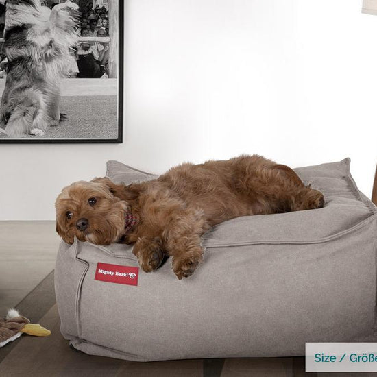 Hundepute / Puff, Memory Foam Hundeseng - Steinvasket Denim Tinn