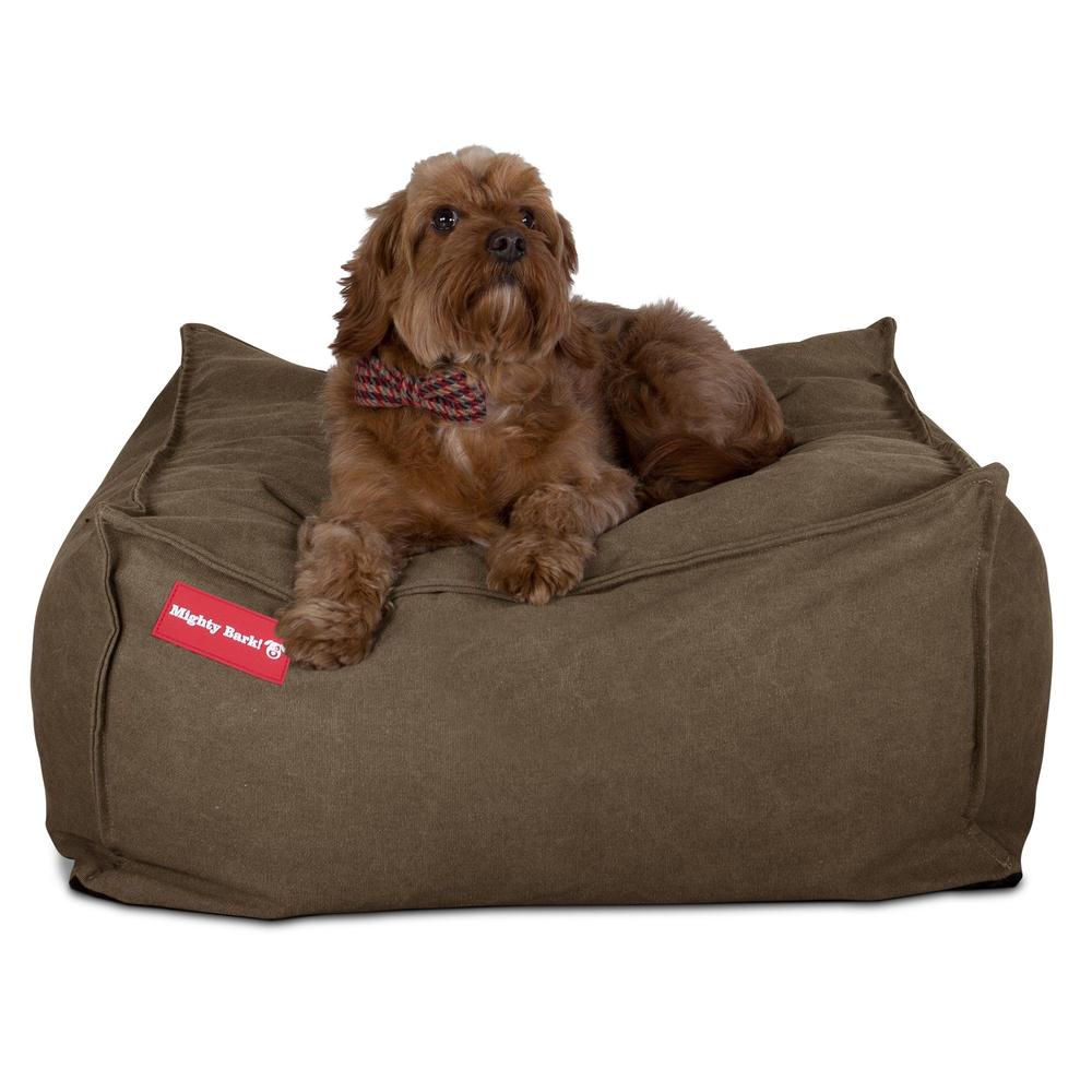 Hundepute / Puff, Memory Foam Hundeseng - Steinvasket Denim Khaki