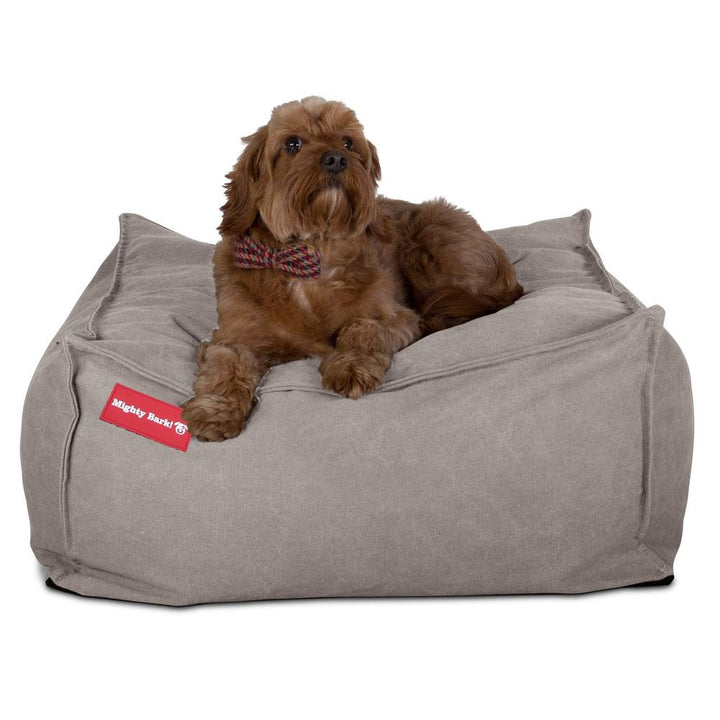 Hundepute / Puff, Memory Foam Hundeseng - Steinvasket Denim Tinn