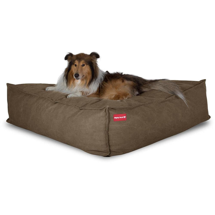 Hundepute / Puff, Memory Foam Hundeseng - Steinvasket Denim Khaki