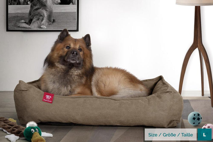 Hundekurv, Ortopedisk Memory Foam Hundeseng for Kjæledyr, Liten, Middels, Stor - Steinvasket Denim Khaki