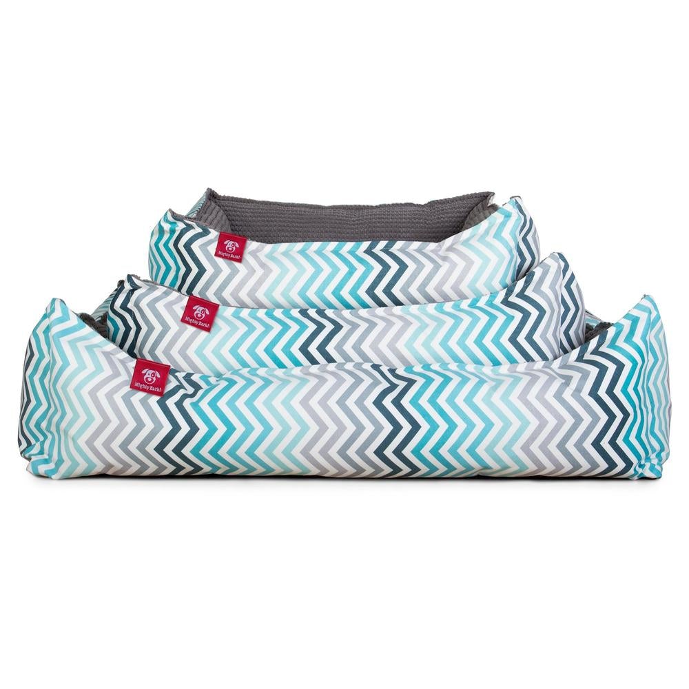 Hundekurv, Ortopedisk Memory Foam Hundeseng for Kjæledyr, Liten, Middels, Stor - Geometrisk Trykk Turkis