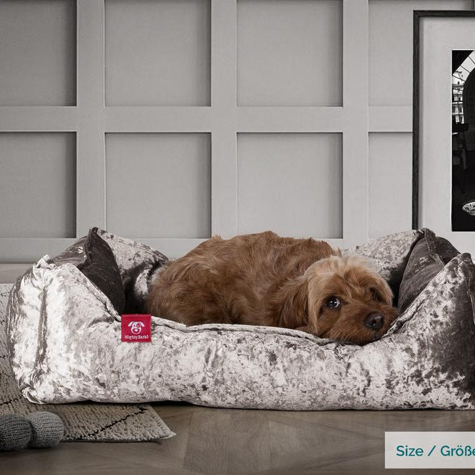Hundekurv, Ortopedisk Memory Foam Hundeseng for Kjæledyr, Liten, Middels, Stor - Glitrende Sølv