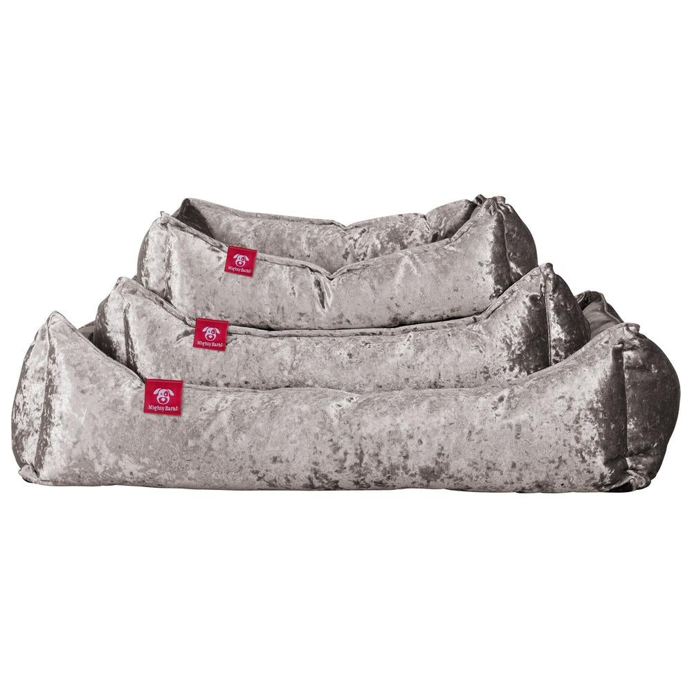 Hundekurv, Ortopedisk Memory Foam Hundeseng for Kjæledyr, Liten, Middels, Stor - Glitrende Sølv