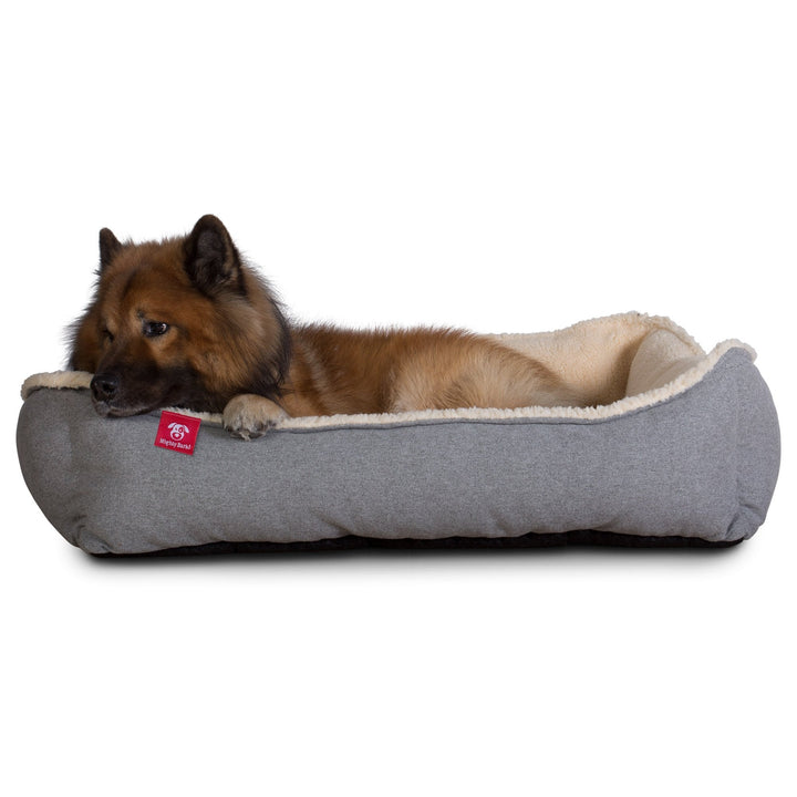 Hundekurv, Ortopedisk Memory Foam Hundeseng for Kjæledyr, Liten, Middels, Stor - Interalli Ull Grå