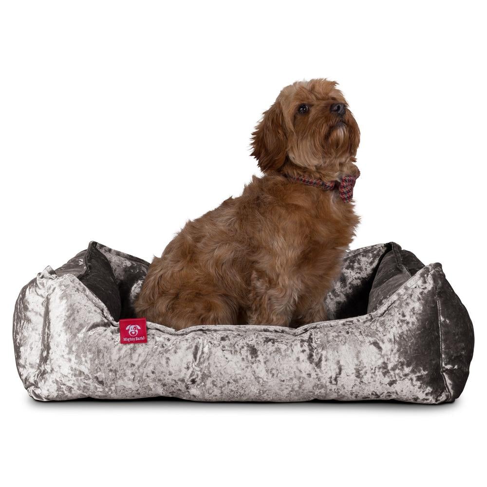 Hundekurv, Ortopedisk Memory Foam Hundeseng for Kjæledyr, Liten, Middels, Stor - Glitrende Sølv