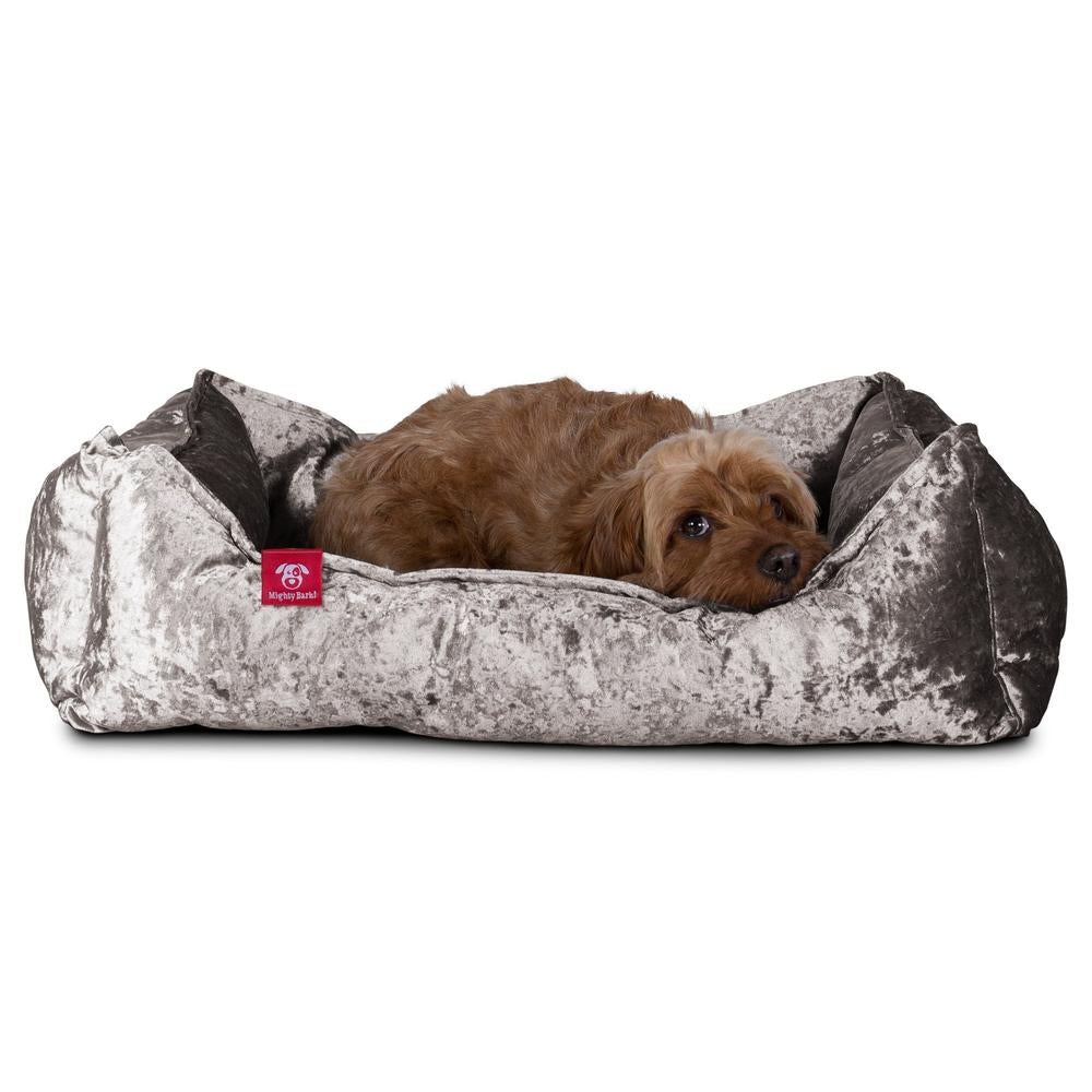Hundekurv, Ortopedisk Memory Foam Hundeseng for Kjæledyr, Liten, Middels, Stor - Glitrende Sølv