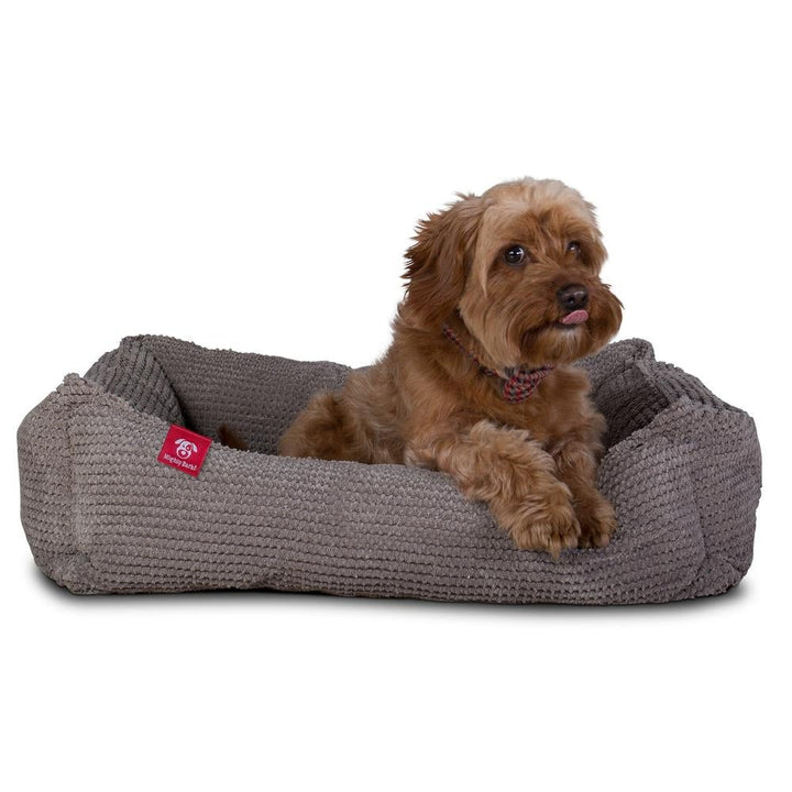 Hundekurv, Ortopedisk Memory Foam Hundeseng for Kjæledyr, Liten, Middels, Stor - Pom-pom Koksgrå