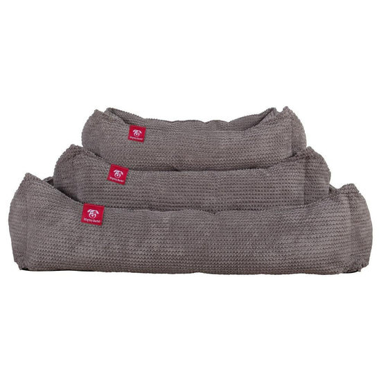 Hundekurv, Ortopedisk Memory Foam Hundeseng for Kjæledyr, Liten, Middels, Stor - Pom-pom Koksgrå