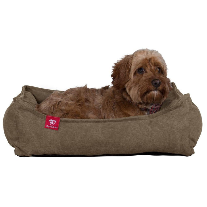 Hundekurv, Ortopedisk Memory Foam Hundeseng for Kjæledyr, Liten, Middels, Stor - Steinvasket Denim Khaki