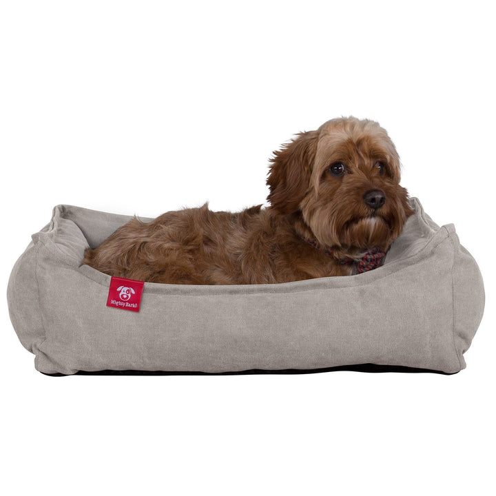 Hundekurv, Ortopedisk Memory Foam Hundeseng for Kjæledyr, Liten, Middels, Stor - Steinvasket Denim Tinn