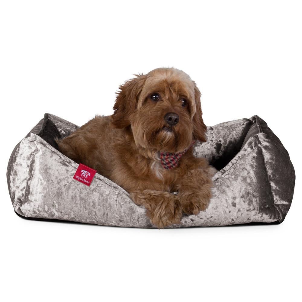 Hundekurv, Ortopedisk Memory Foam Hundeseng for Kjæledyr, Liten, Middels, Stor - Glitrende Sølv