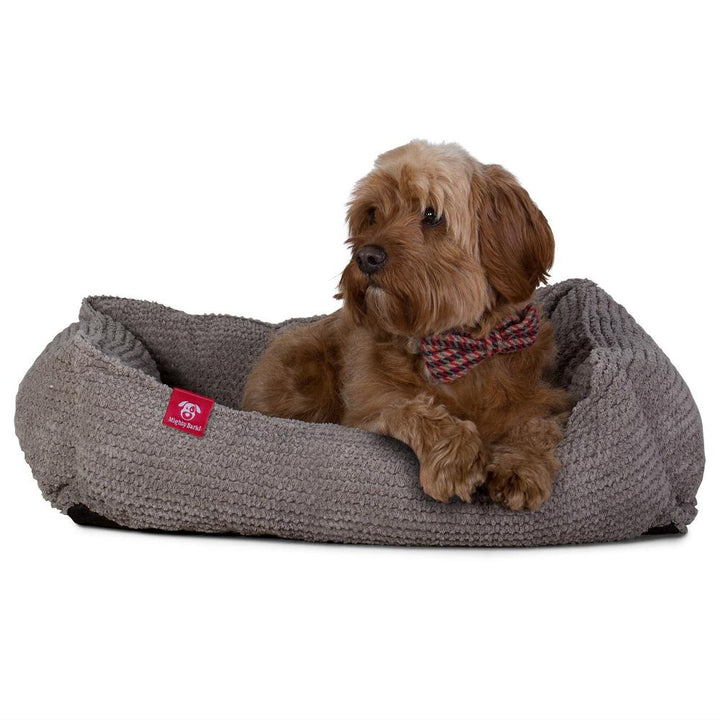 Hundekurv, Ortopedisk Memory Foam Hundeseng for Kjæledyr, Liten, Middels, Stor - Pom-pom Koksgrå